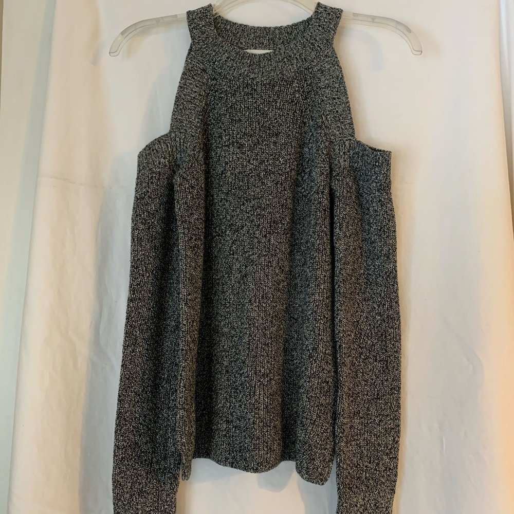 rag & bone black & white marled 'Dana Cold Shoulder Sweater'